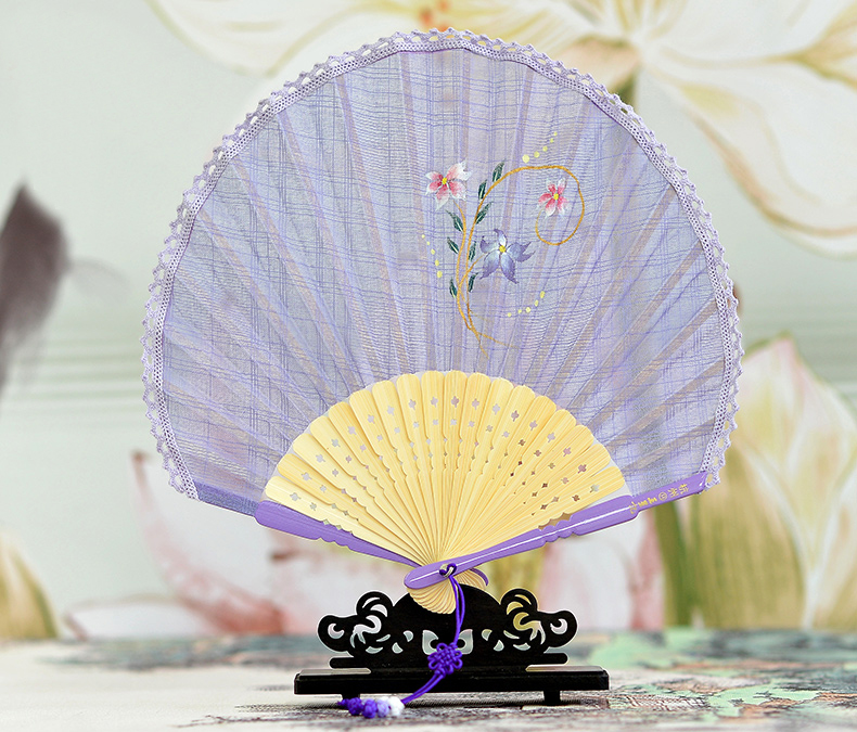 家佳樂文學扇子女式棉麻布扇貝殼扇