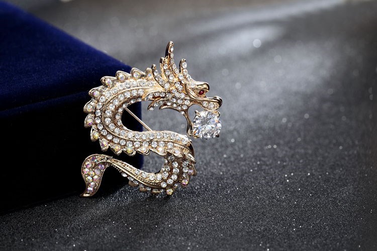 家佳樂文學(xué)十二生肖胸針動(dòng)物龍胸花別針