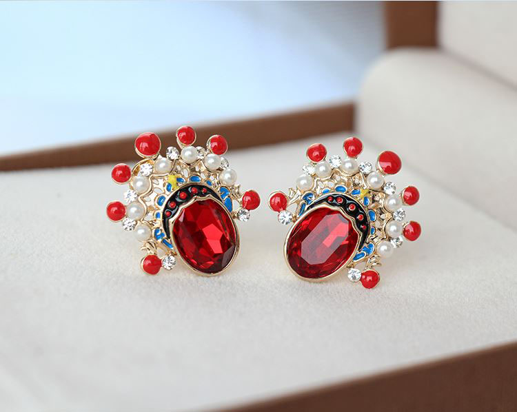 家佳樂文學(xué)京劇臉譜刀馬旦水晶耳環(huán)