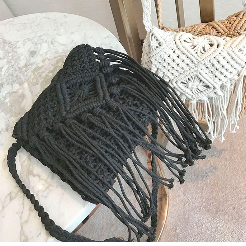 休閑百搭民族風手工編織單肩小包包