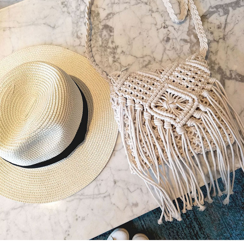 休閑百搭民族風手工編織單肩小包包