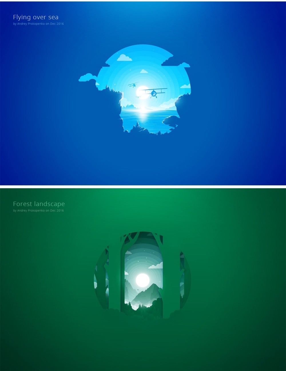 簡約唯美漸變插畫繪制，風景美如畫!