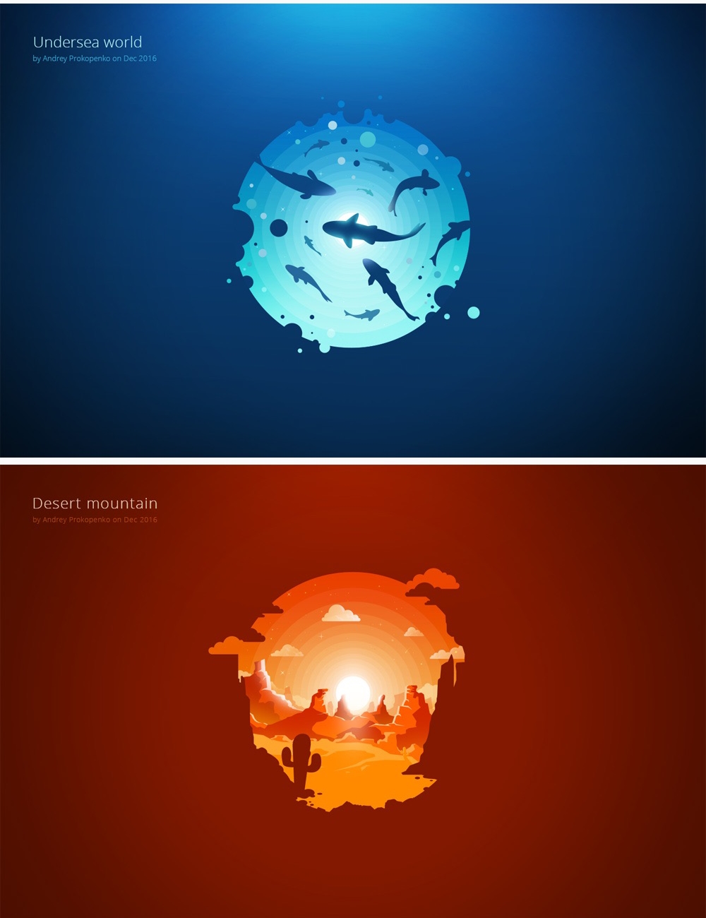 簡約唯美漸變插畫繪制，風景美如畫!