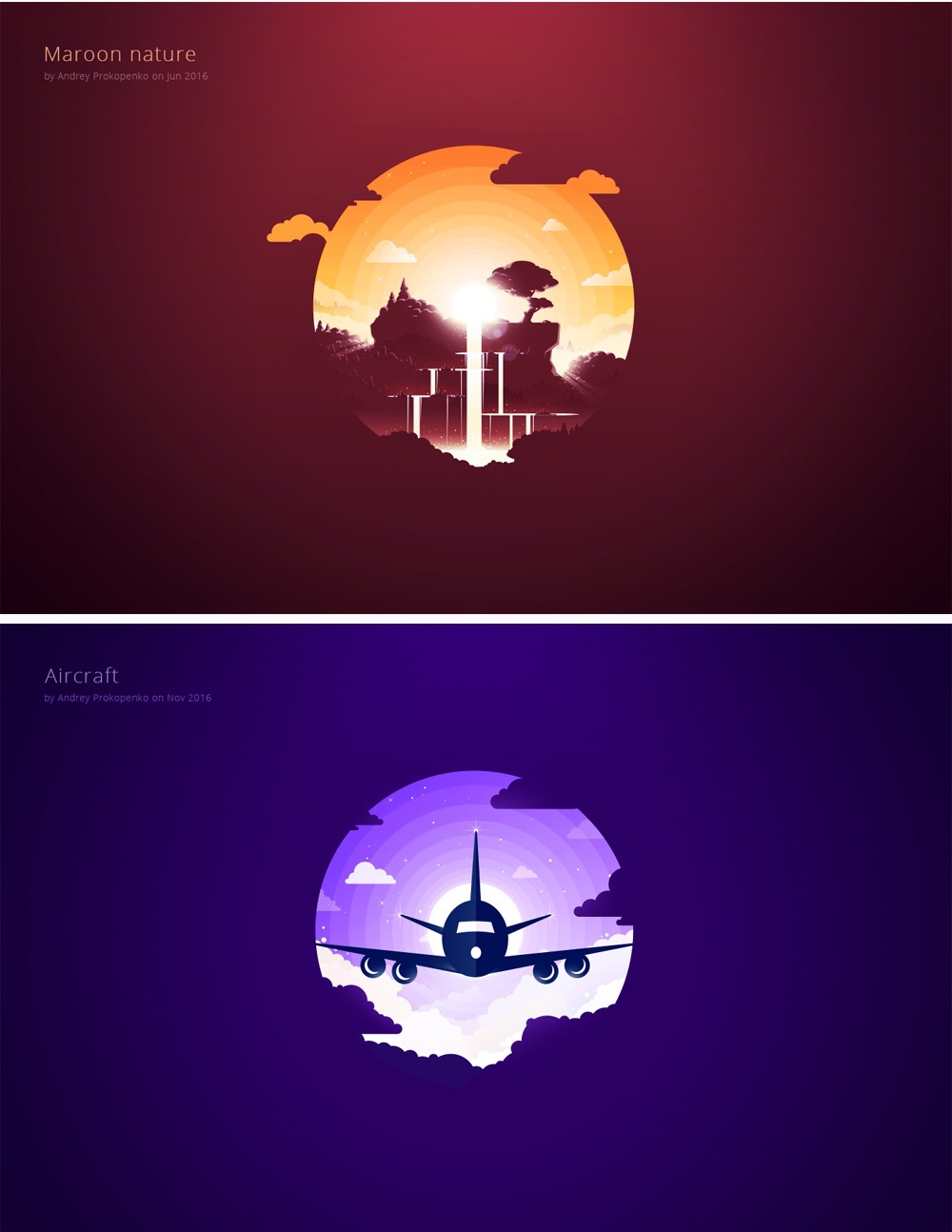 簡約唯美漸變插畫繪制，風景美如畫!