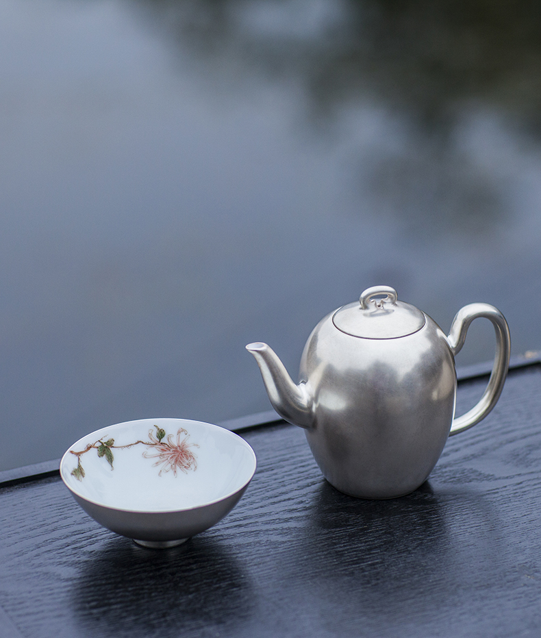 家佳樂文學(xué)梅蘭竹菊鎏銀茶具套裝