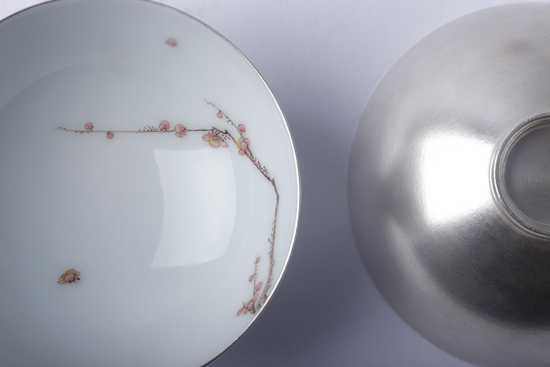 家佳樂文學(xué)梅蘭竹菊鎏銀茶具套裝