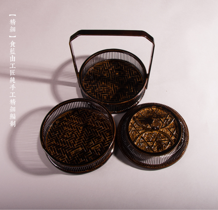 復古家佳樂文學手提籃子，精致手工竹編餐籃