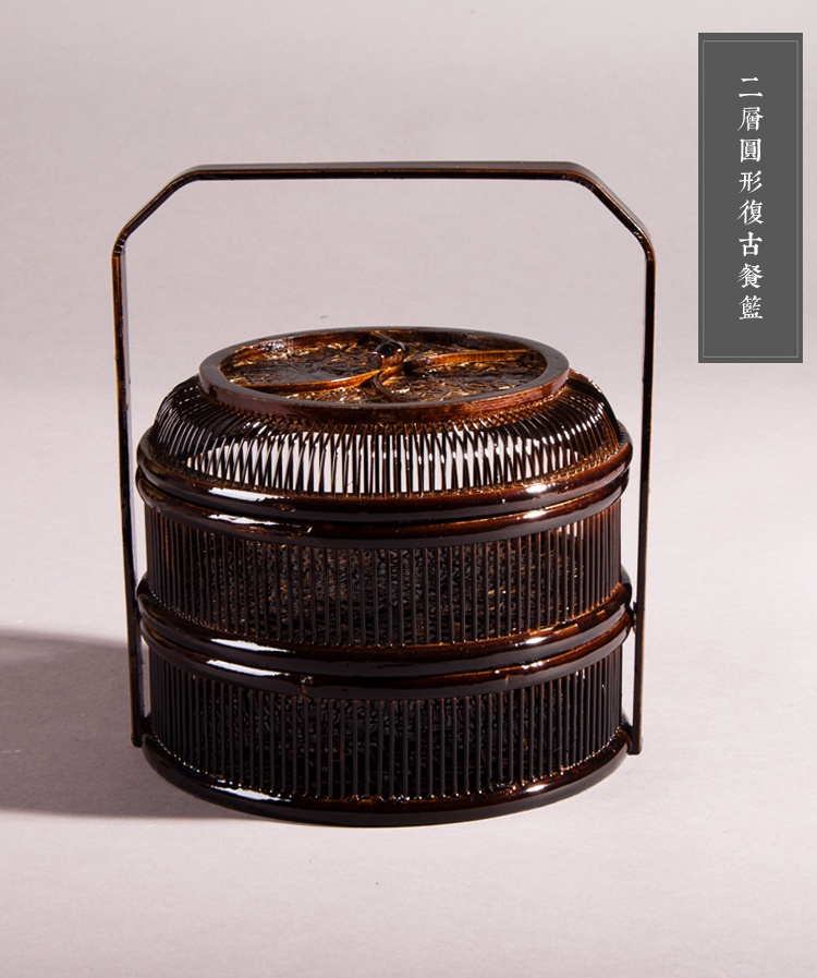 復古家佳樂文學手提籃子，精致手工竹編餐籃