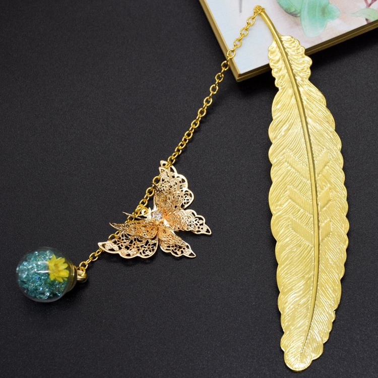 精致華麗書簽，蝴蝶飛舞金屬書簽