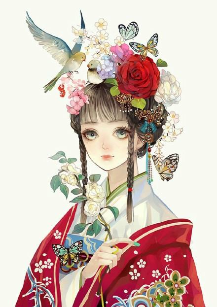 古典美女插畫，家佳樂文學(xué)手繪插畫