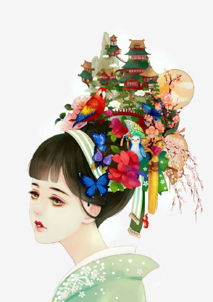 古典美女插畫，家佳樂文學(xué)手繪插畫