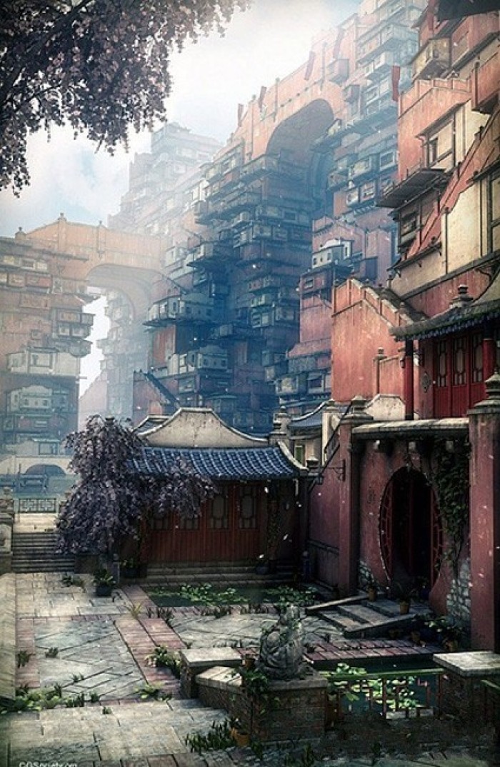 湖光月色插畫，景色秀麗手繪插畫