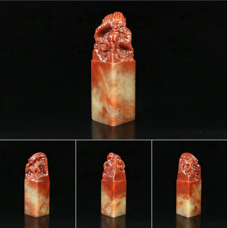 龍戲珠壽山石印章，獨(dú)具匠心印章圖片