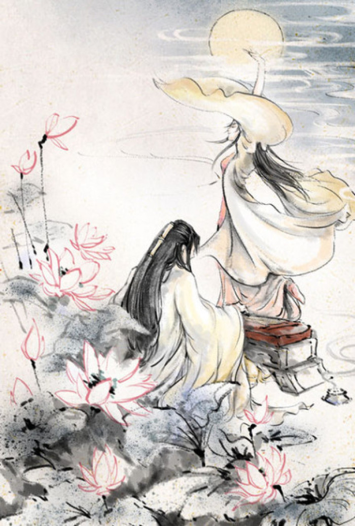 凄美國畫插畫，家佳樂文學(xué)詩意手繪插畫