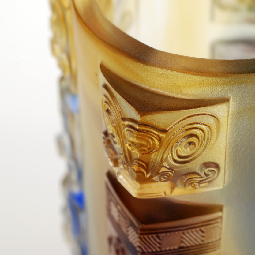 精美失蠟古琉筆筒，中國傳統(tǒng)手工琉璃筆筒