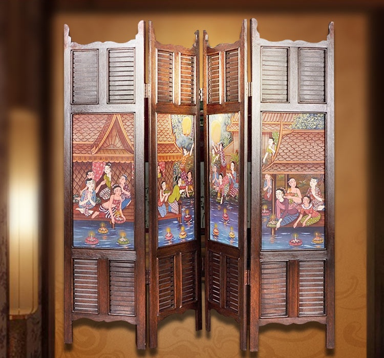 東南亞實(shí)木屏風(fēng)，手繪油畫屏風(fēng)