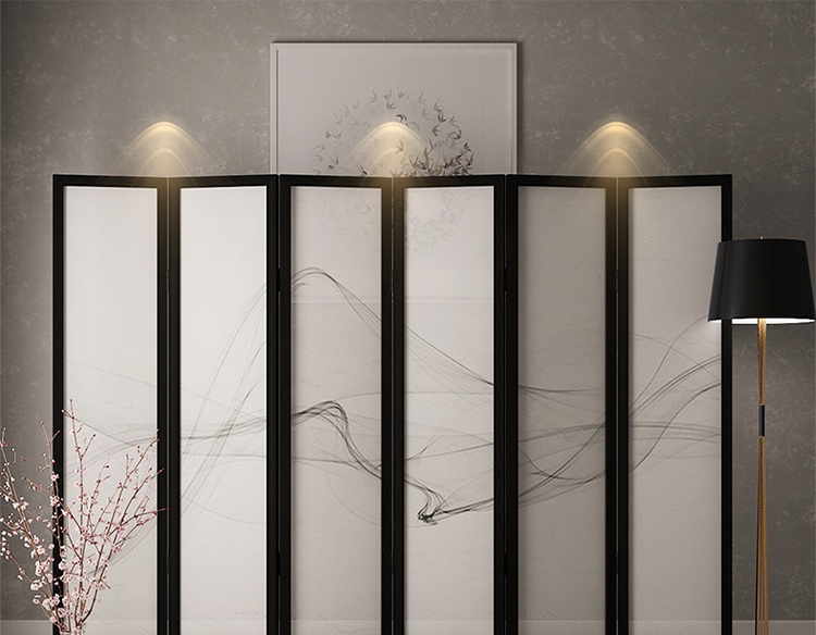 煙縷油布屏風，簡約現(xiàn)代中式屏風