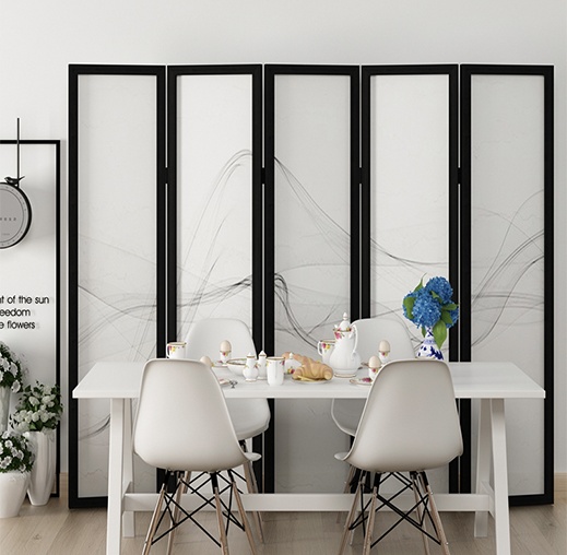 煙縷油布屏風，簡約現(xiàn)代中式屏風