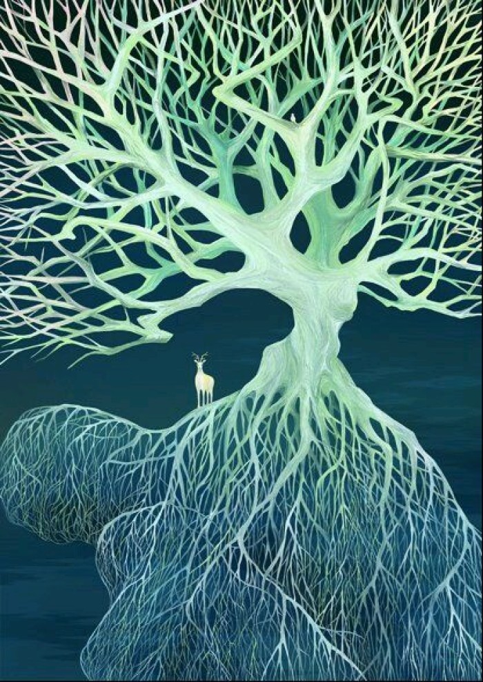空靈浩大簡(jiǎn)約插畫，風(fēng)格靜謐手繪插畫