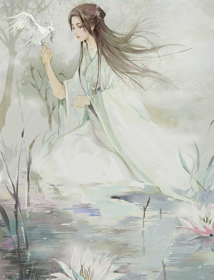 古風(fēng)插畫：相思樹底說(shuō)相思精美手繪插畫