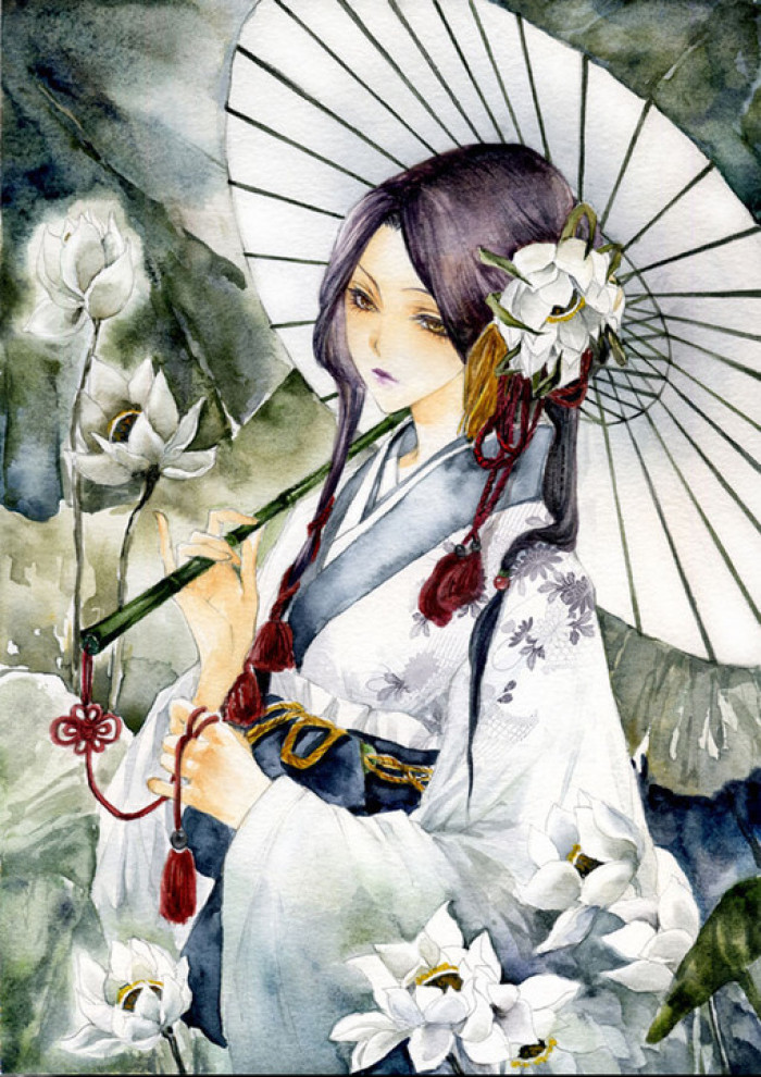 古風(fēng)插畫：相思樹底說(shuō)相思精美手繪插畫