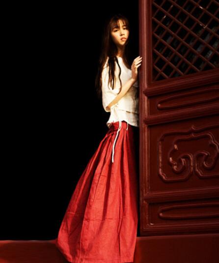 民族風(fēng)漢元素古風(fēng)漢服，棉麻女裝漢服美女圖片