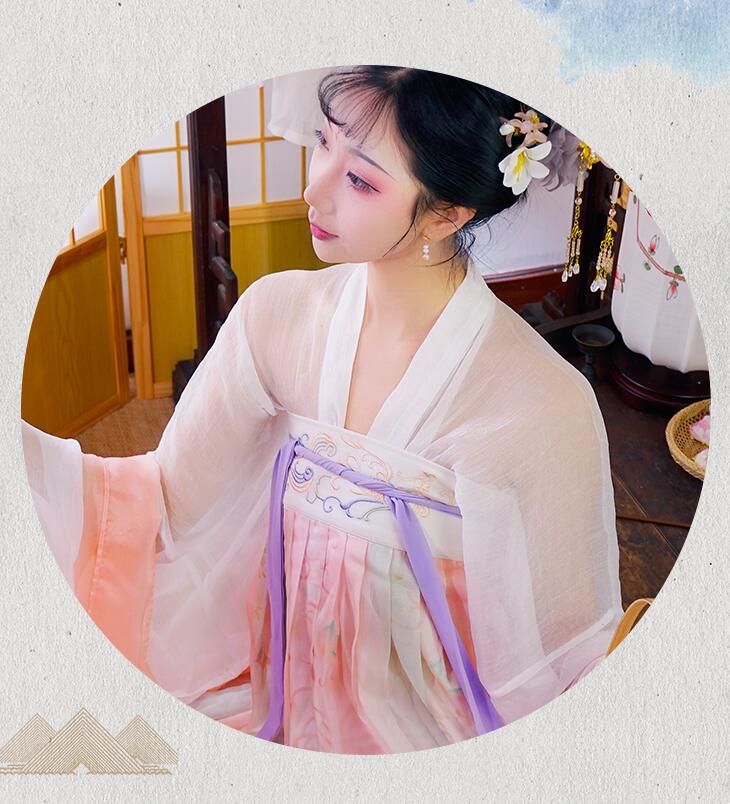 繡花印花齊胸襦裙，原創(chuàng)漢服美女圖片