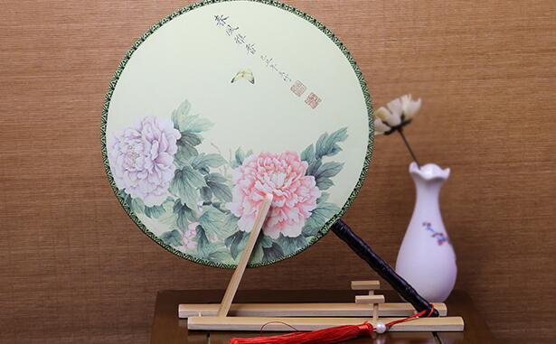 雙面印花團扇，古典宮廷漢服扇子