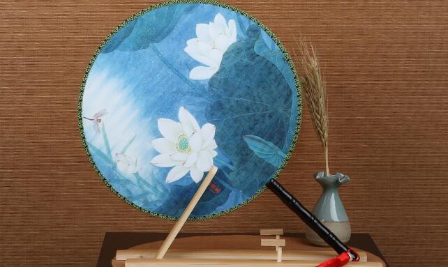 雙面印花團扇，古典宮廷漢服扇子