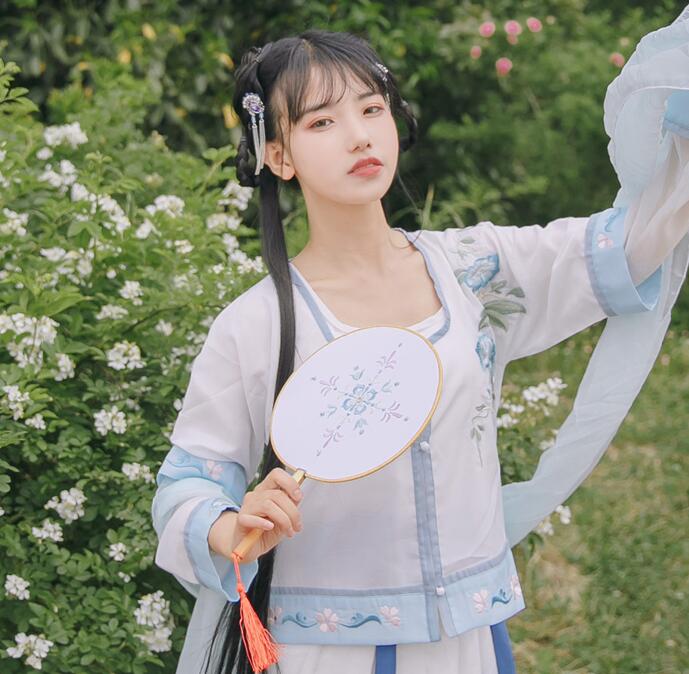 三款國色芳華刺繡團扇，周邊流蘇古典扇子