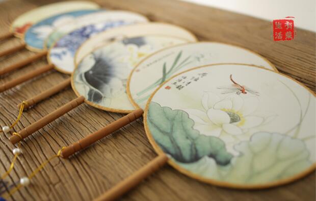 古典漢風(fēng)宮廷團(tuán)扇，清新文藝復(fù)古圓扇子