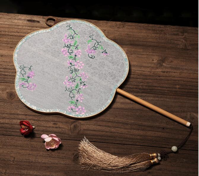 家佳樂文學(xué)手工古典團(tuán)扇，漢服宮扇長(zhǎng)柄手繪扇子