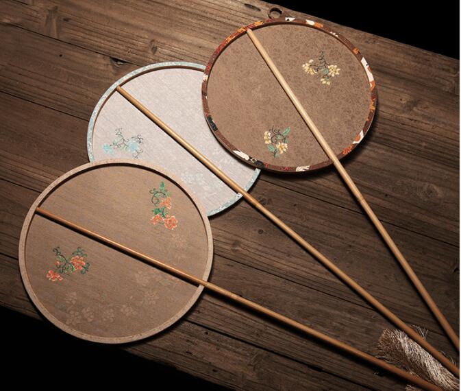 家佳樂文學(xué)手工古典團(tuán)扇，漢服宮扇長(zhǎng)柄手繪扇子