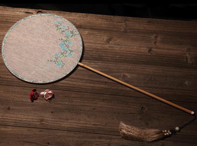 家佳樂文學(xué)手工古典團(tuán)扇，漢服宮扇長(zhǎng)柄手繪扇子