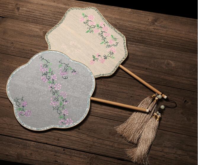 家佳樂文學(xué)手工古典團(tuán)扇，漢服宮扇長(zhǎng)柄手繪扇子