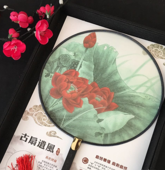 家佳樂文學(xué)復(fù)古仿竹團(tuán)扇，真絲半透明雙面團(tuán)扇圖片