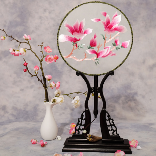 四款雙面繡花家佳樂文學(xué)團(tuán)扇，古風(fēng)宮扇古典扇子圖