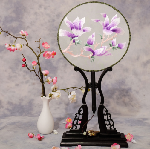 四款雙面繡花家佳樂文學(xué)團(tuán)扇，古風(fēng)宮扇古典扇子圖