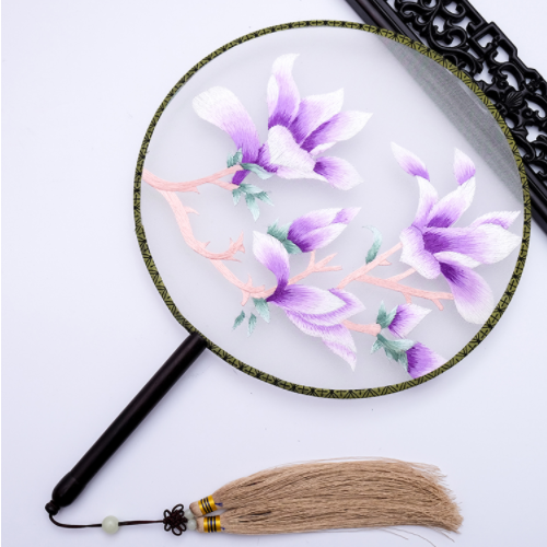 四款雙面繡花家佳樂文學(xué)團(tuán)扇，古風(fēng)宮扇古典扇子圖