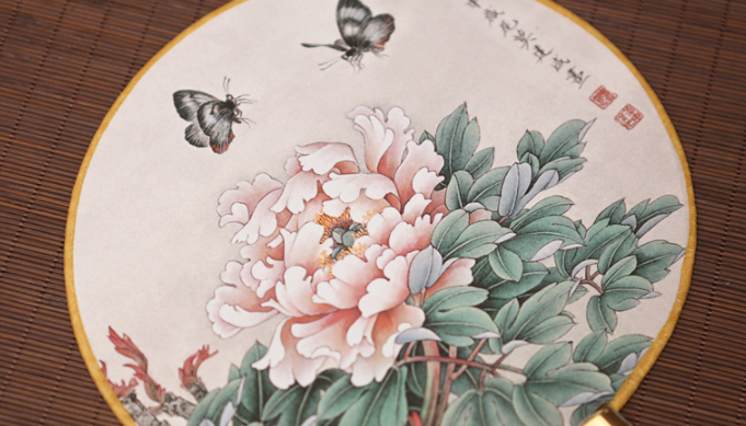 家佳樂文學(xué)宮扇女式團(tuán)扇，古風(fēng)工藝漢服古典扇子圖