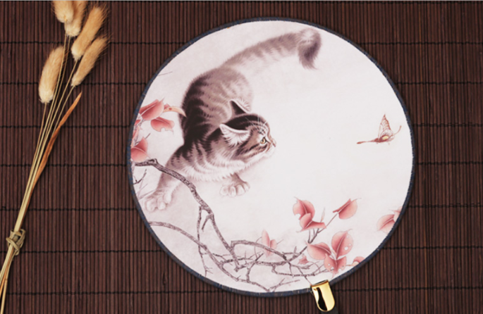 家佳樂文學(xué)宮扇女式團(tuán)扇，古風(fēng)工藝漢服古典扇子圖