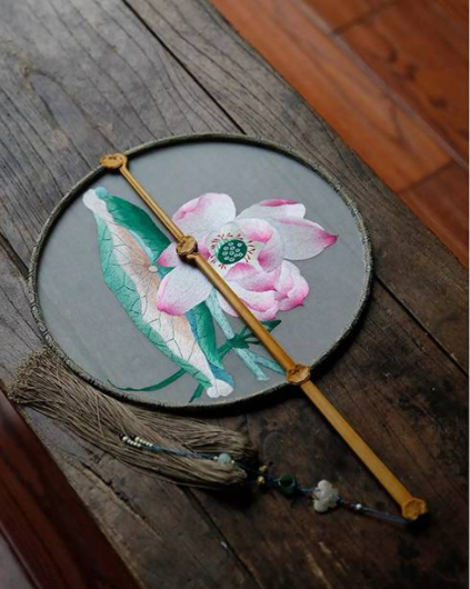 家佳樂文學古典復古團扇，繡花宮扇刺繡團扇