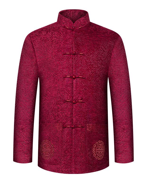 中老年人款仿唐中山裝，家佳樂文學(xué)復(fù)古刺繡中山裝