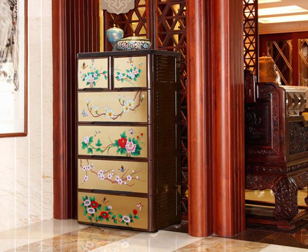 家佳樂文學復古儲物柜，多層組合整理柜五斗柜