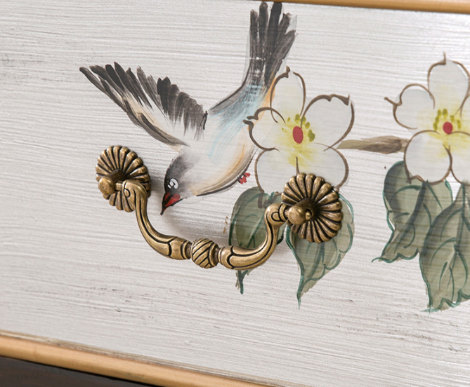 清新國畫收納進(jìn)門柜子，實(shí)木玄關(guān)裝飾門廳柜子