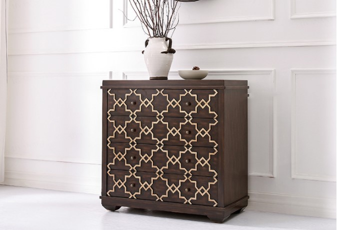 新古典實(shí)木四斗柜子，擦色工藝收納柜子