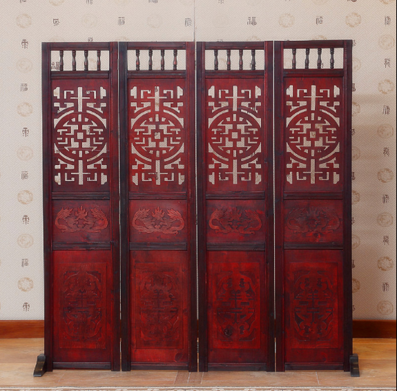 仿古實木中式屏風(fēng)，復(fù)古玄關(guān)屏風(fēng)隔斷