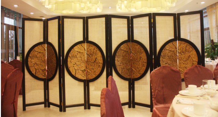 明清家具隔斷裝飾屏風(fēng)，新古典圓花影4扇屏風(fēng)