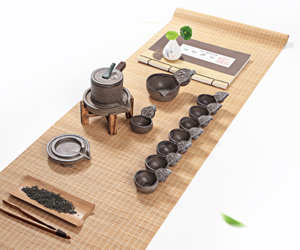 創(chuàng)新浮雕福字茶具，復(fù)古石磨茶具