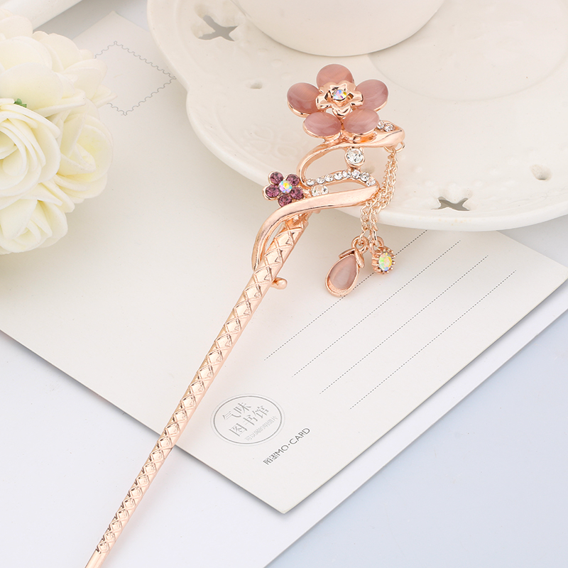 古風(fēng)發(fā)簪頭飾，鑲鉆水晶流蘇步搖